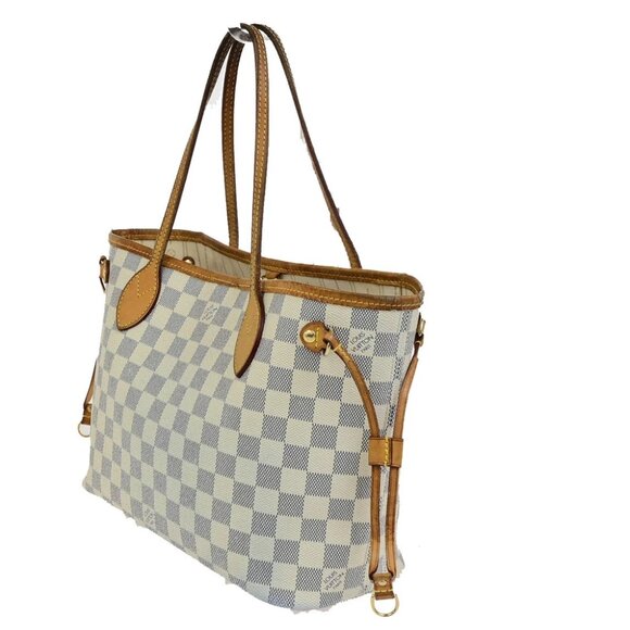 LOUIS VUITTON Neverfull PM Shoulder Tote Bag Damier Azur Leather N51110 74YG880 - Picture 8 of 16
